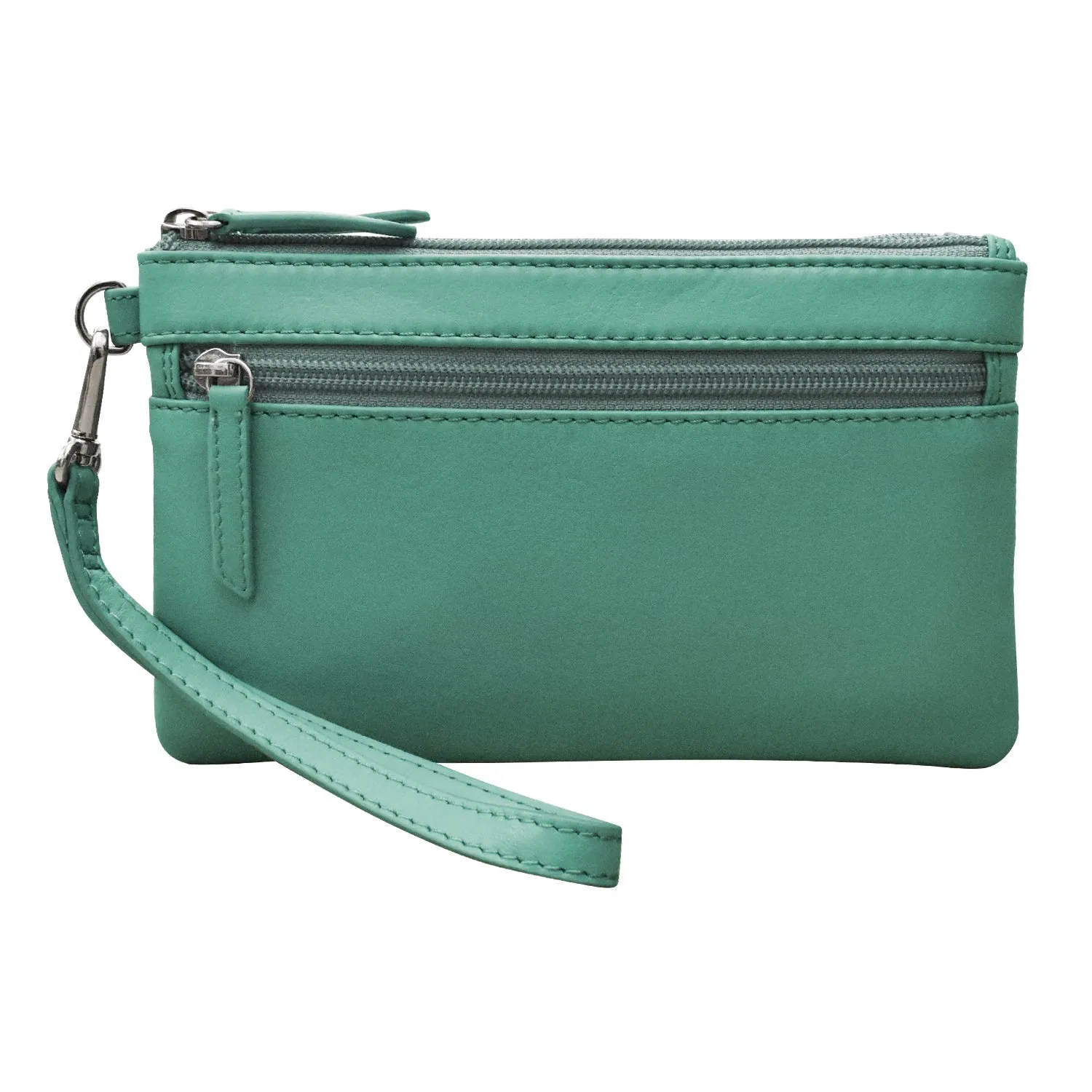 Double Zip Clutch with Wrist Strap