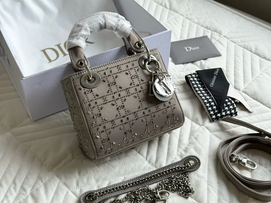 DR337 Mini Lady Dior Bag / 6.5 x 6 x 3 inches