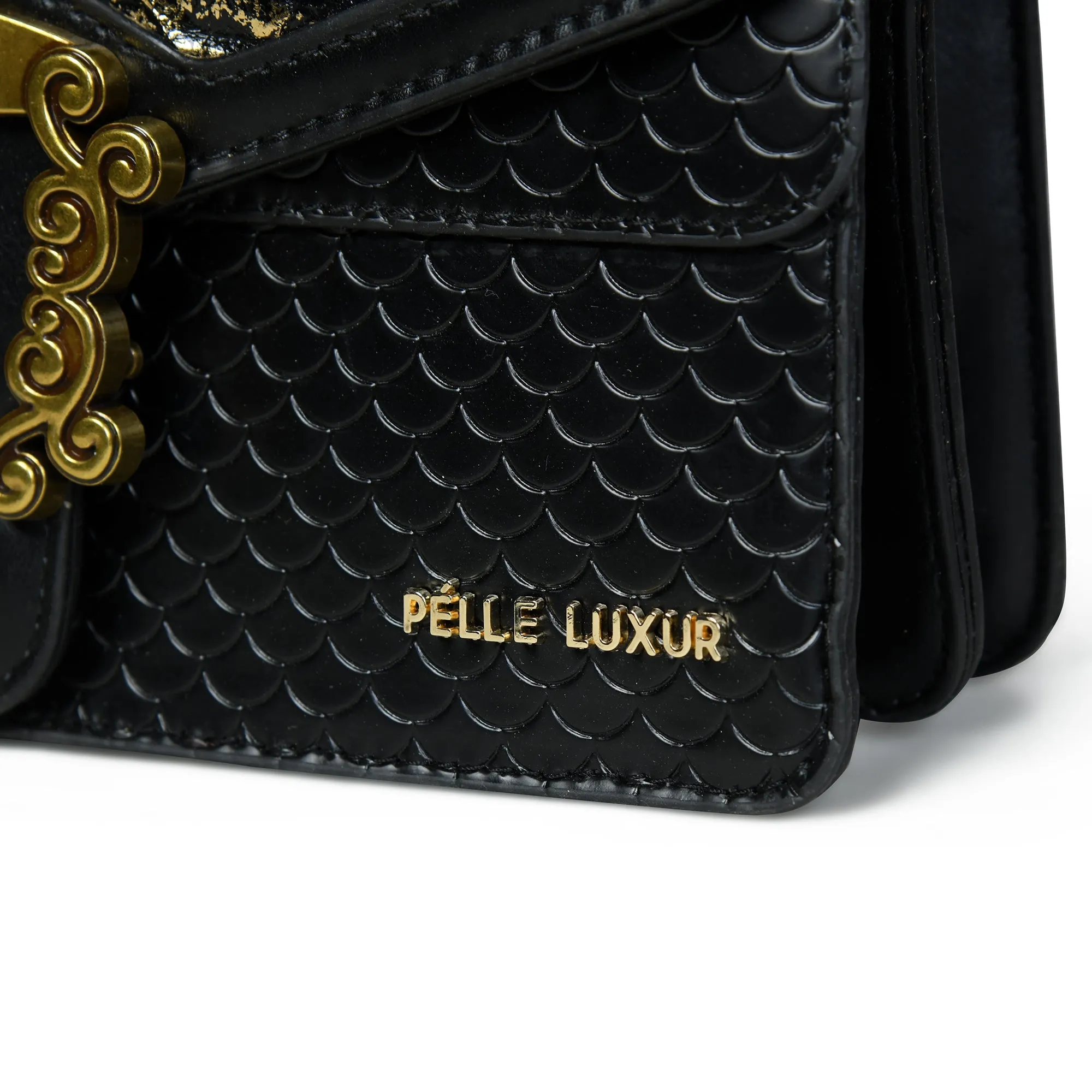 Elevate Your Style with Pelle Luxure Women's Medium Sling Bag – Dark Green & Black