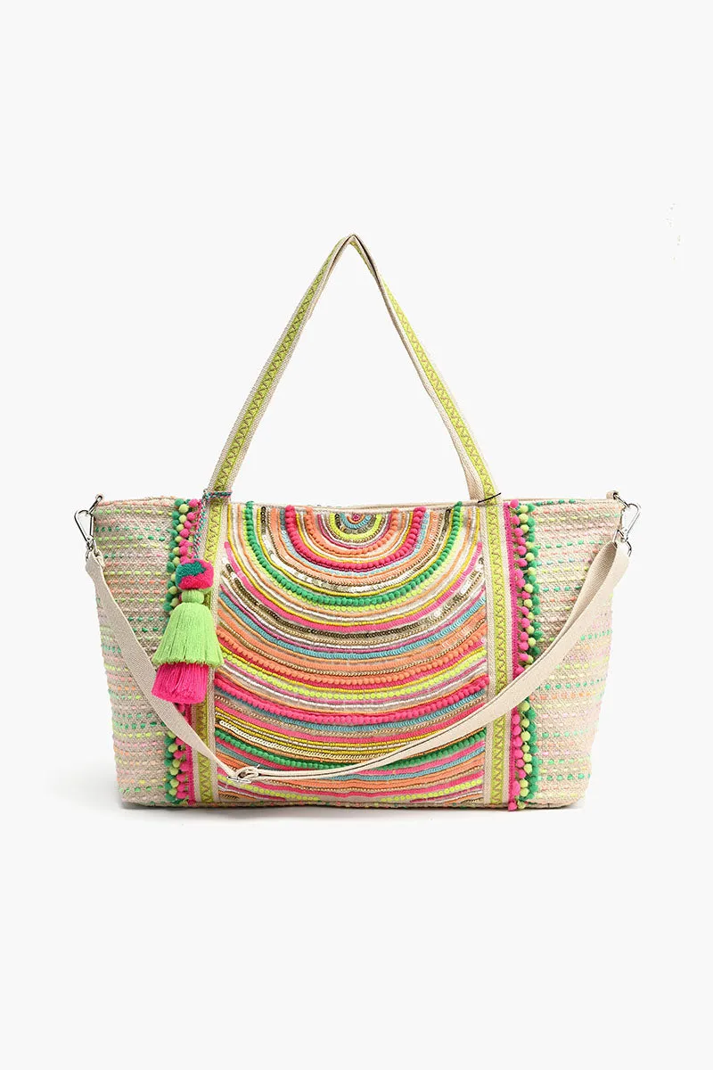 Embellished Tote with Two Pouches Bright is Best