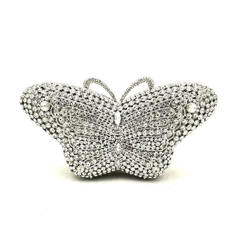 Evening Party Diamond Crystal Butterfly Clutch Petite Mini Purse