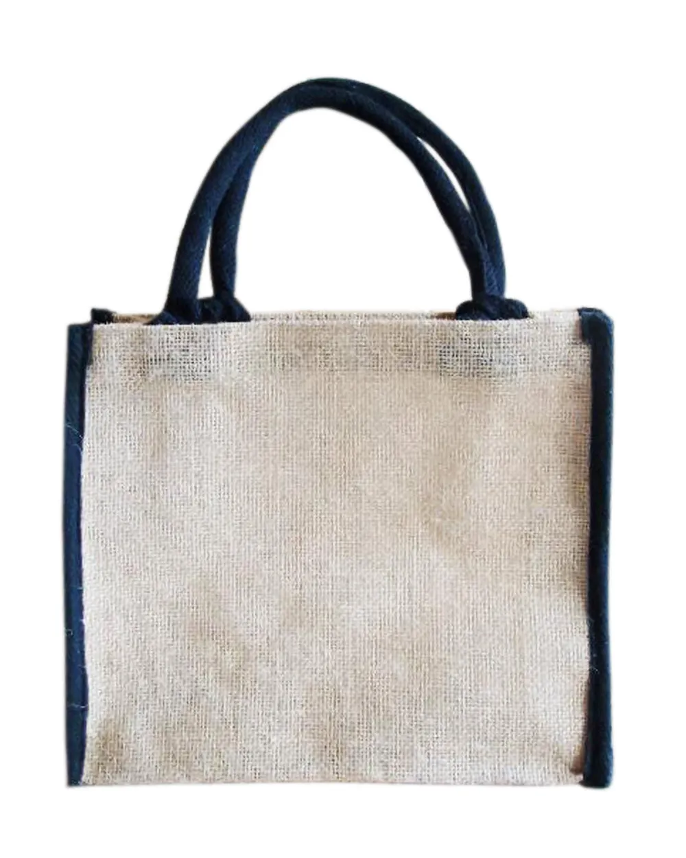 Fancy Small Jute Tote Favor Bags with Cotton Trim - TJ874