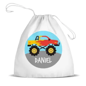 Flaming Truck Premium Drawstring Bag