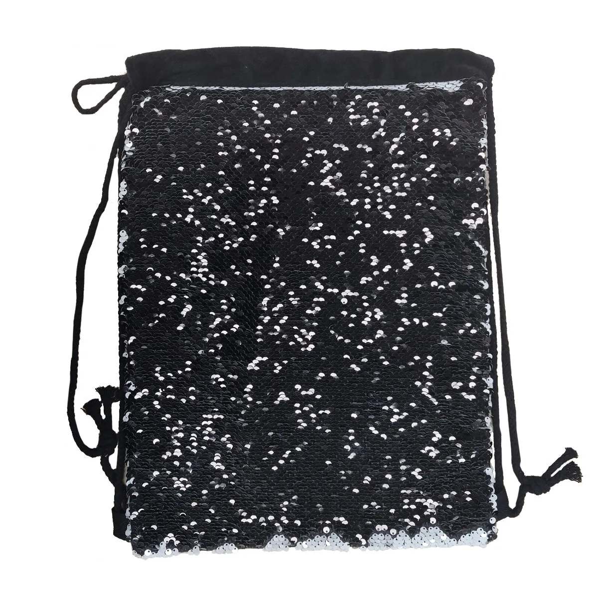 FULL CARTON - 50 x Sequin DRAWSTRING Bags - 38.5cm x 30cm - BLACK