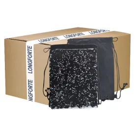 FULL CARTON - 50 x Sequin DRAWSTRING Bags - 38.5cm x 30cm - BLACK