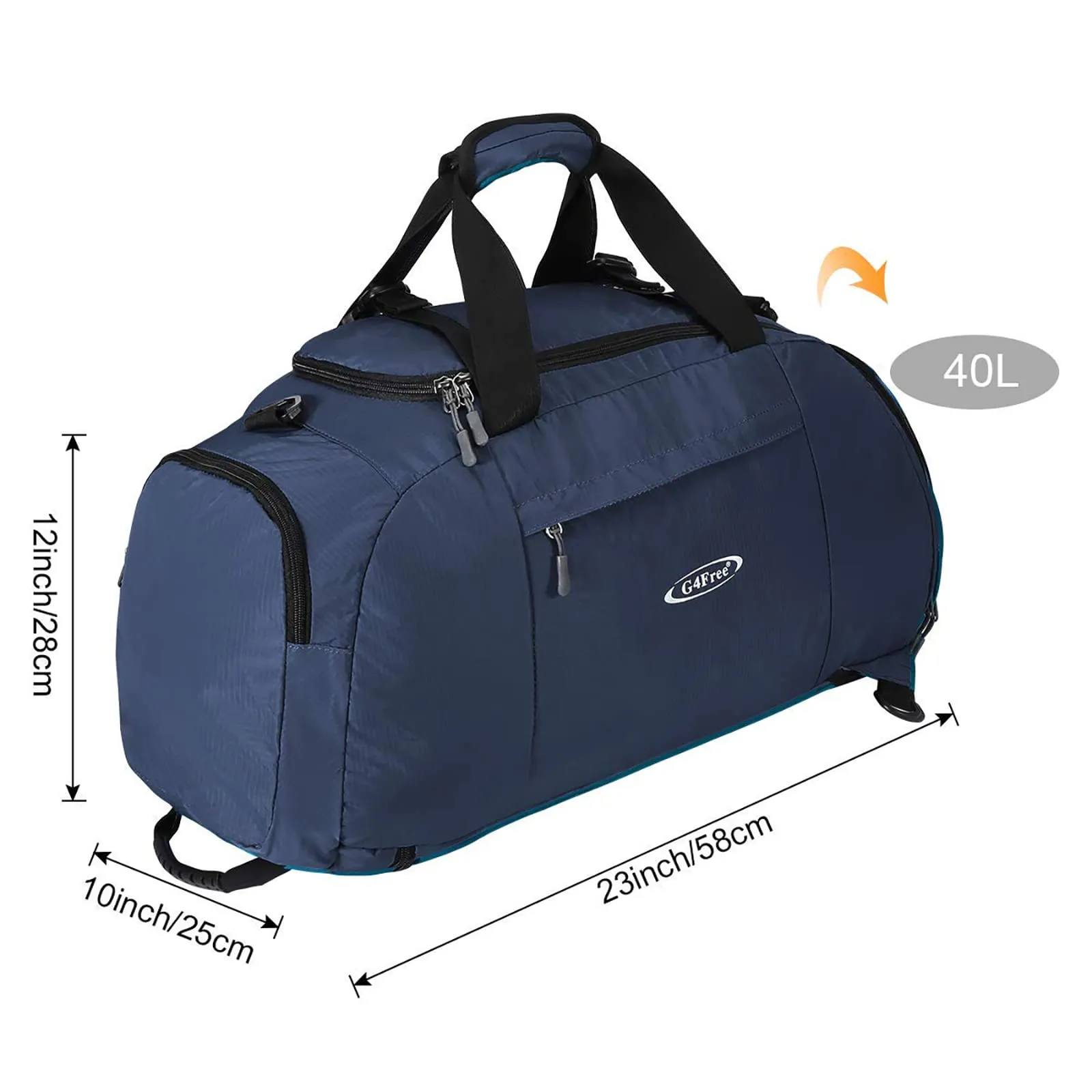 G4Free 40L 3-Way Duffle Bag Backpack Gym Bag