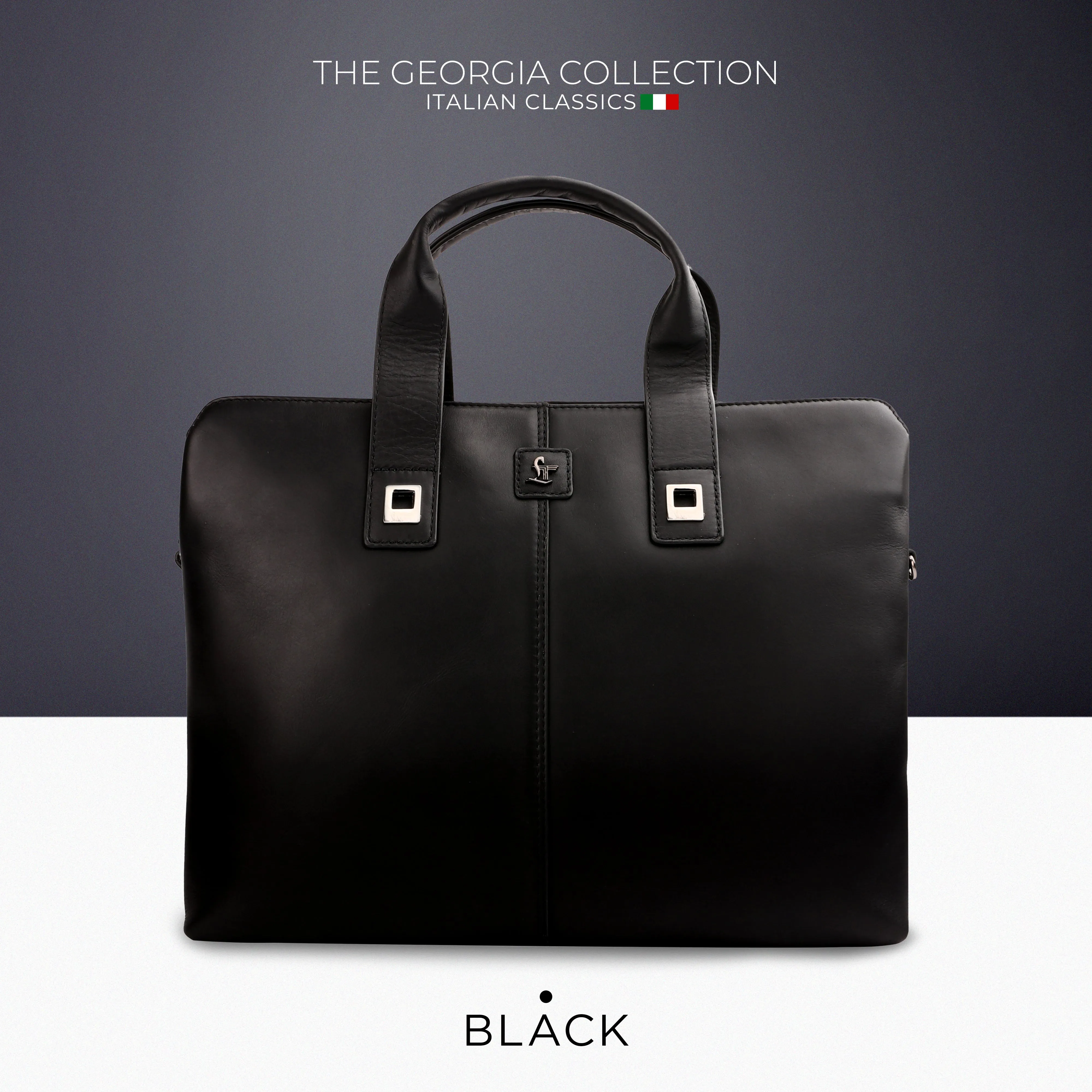 Georgia Collection | Genuine Leather Laptop / Office Bag For Men | Fits 15.5 in" Laptop | Black