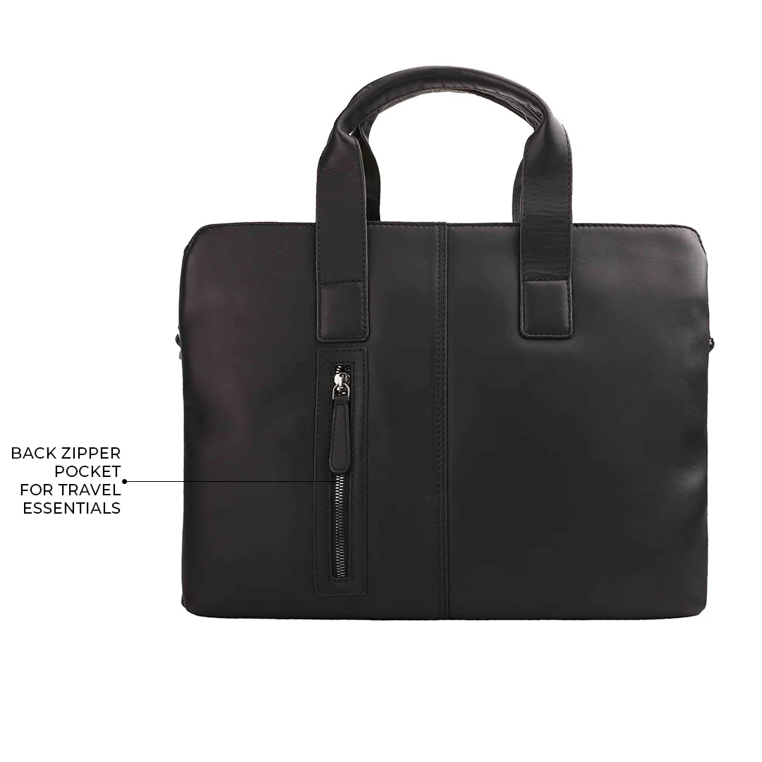 Georgia Collection | Genuine Leather Laptop / Office Bag For Men | Fits 15.5 in" Laptop | Black