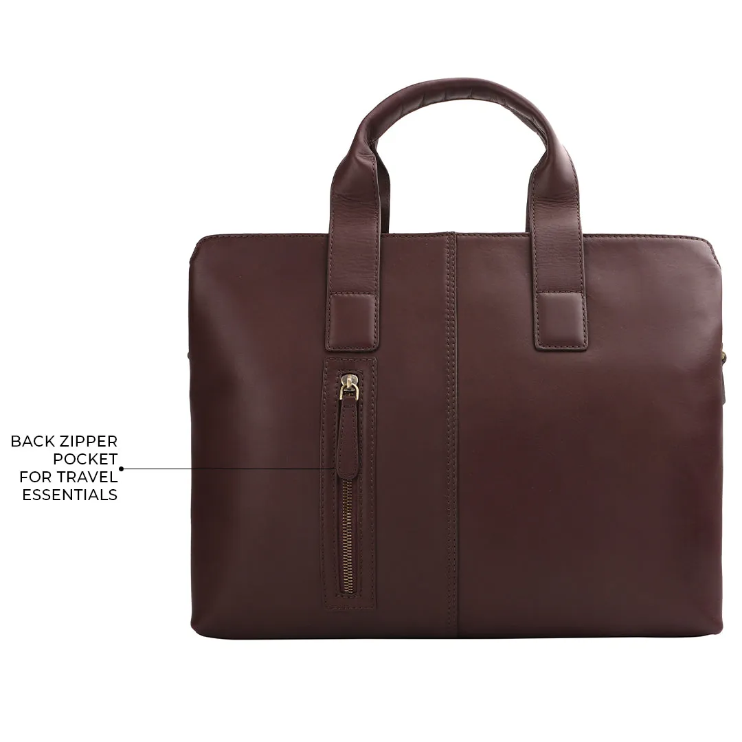 Georgia Collection | Genuine Leather Laptop / Office Bag For Men | Fits 15.5 in" Laptop | Cherry