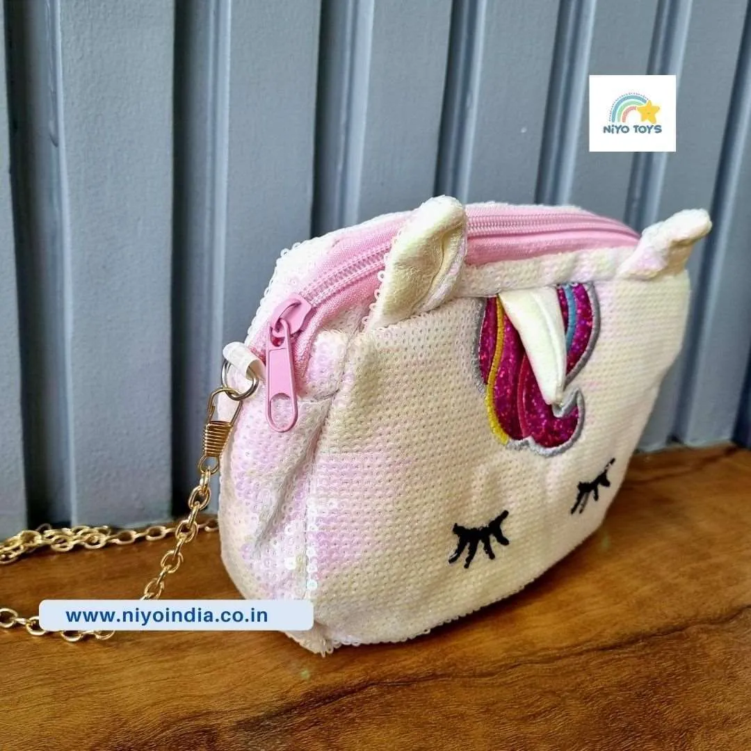 Glitter Sequin Unicorn Character Sling Bag