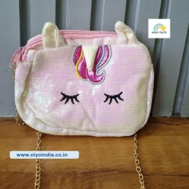 Glitter Sequin Unicorn Character Sling Bag