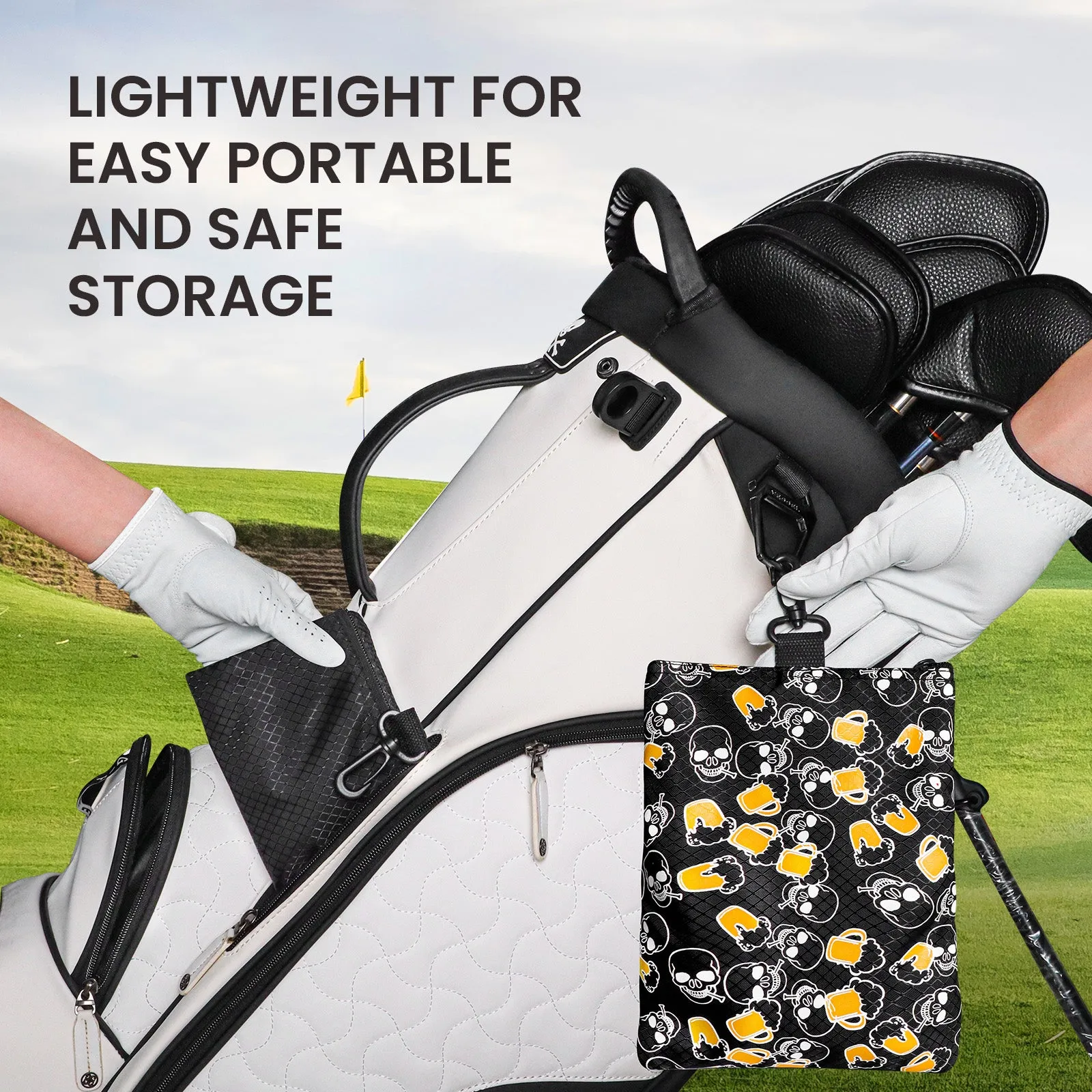 Golf valuables Pouch, Zipper Golf Ball Bag with 3 Pockets