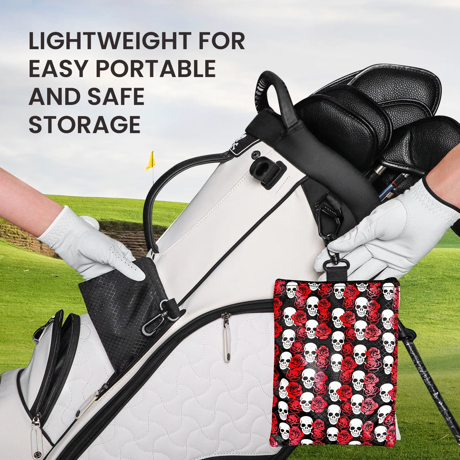 Golf valuables Pouch, Zipper Golf Ball Bag with 3 Pockets