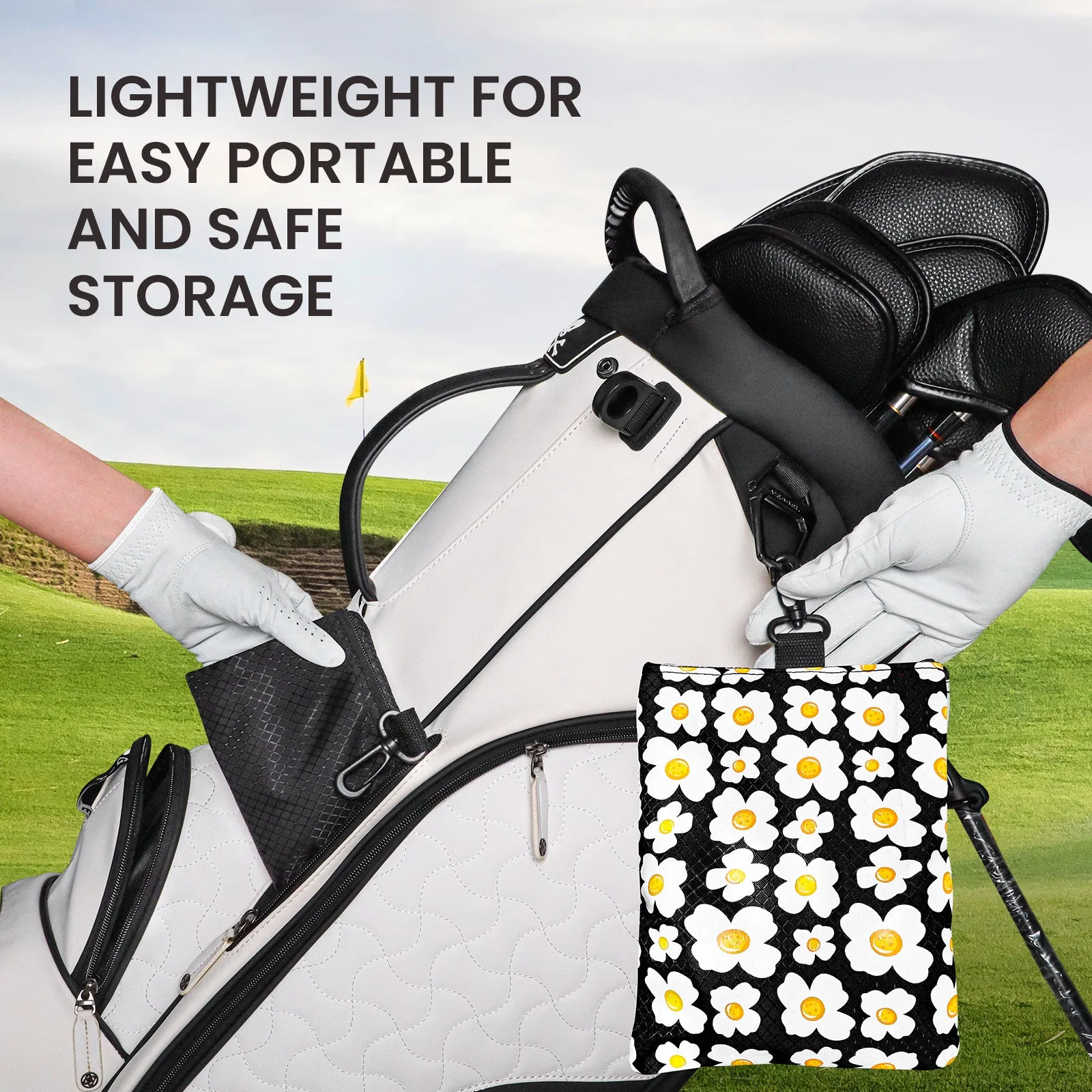 Golf valuables Pouch, Zipper Golf Ball Bag with 3 Pockets