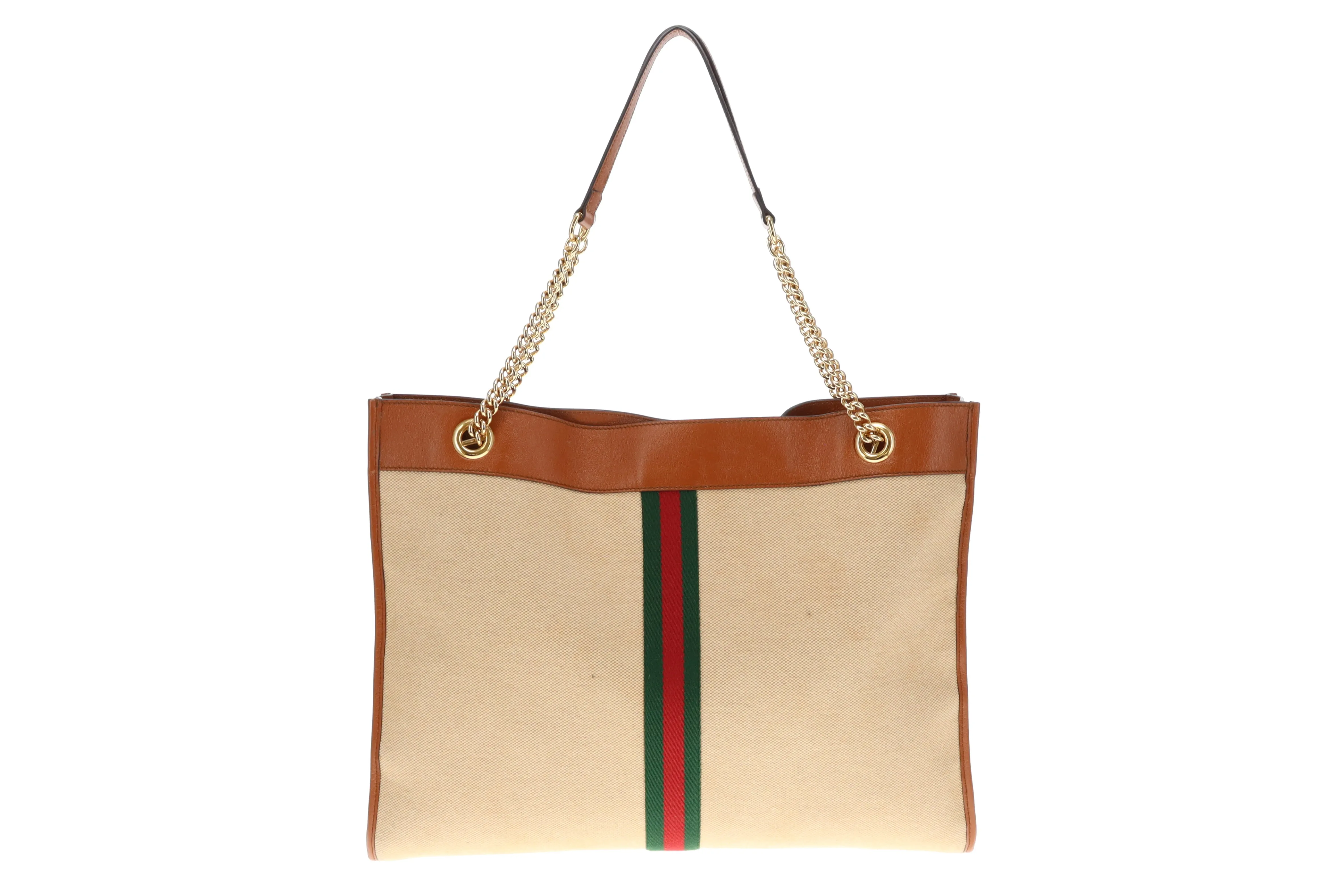 Gucci Canvas and Tan Leather Rajah Tote Bag with Pochette