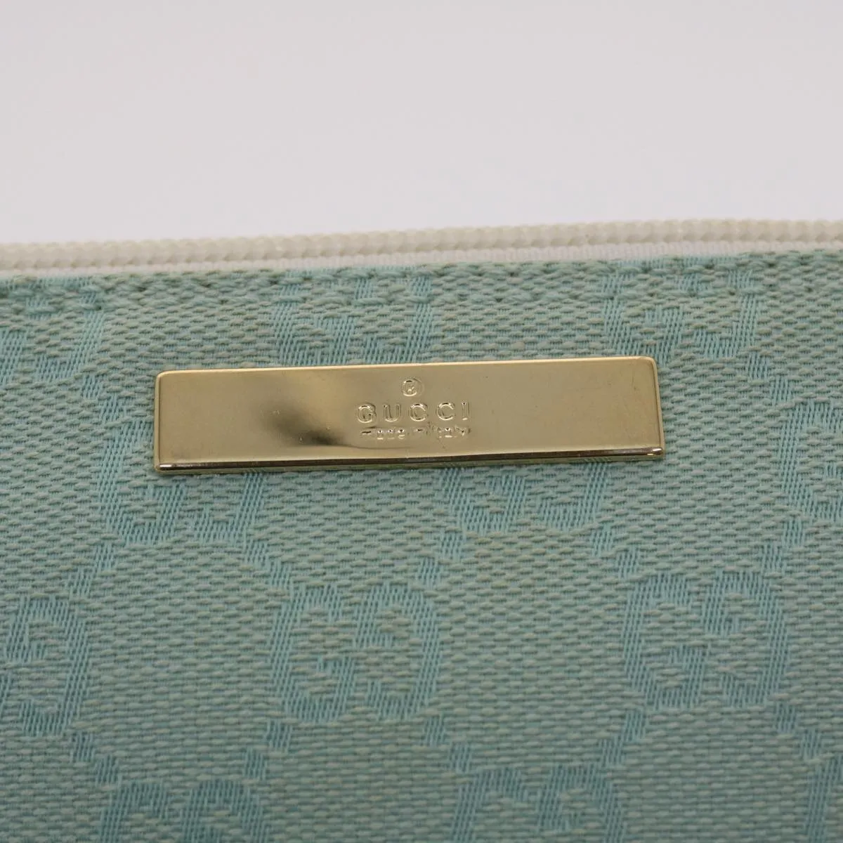 GUCCI GG Canvas Accessory Pouch Light Blue White  49080