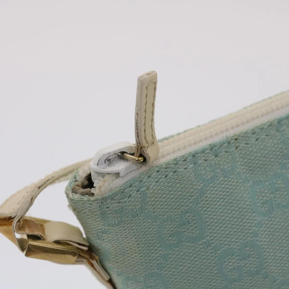 GUCCI GG Canvas Accessory Pouch Light Blue White  49080