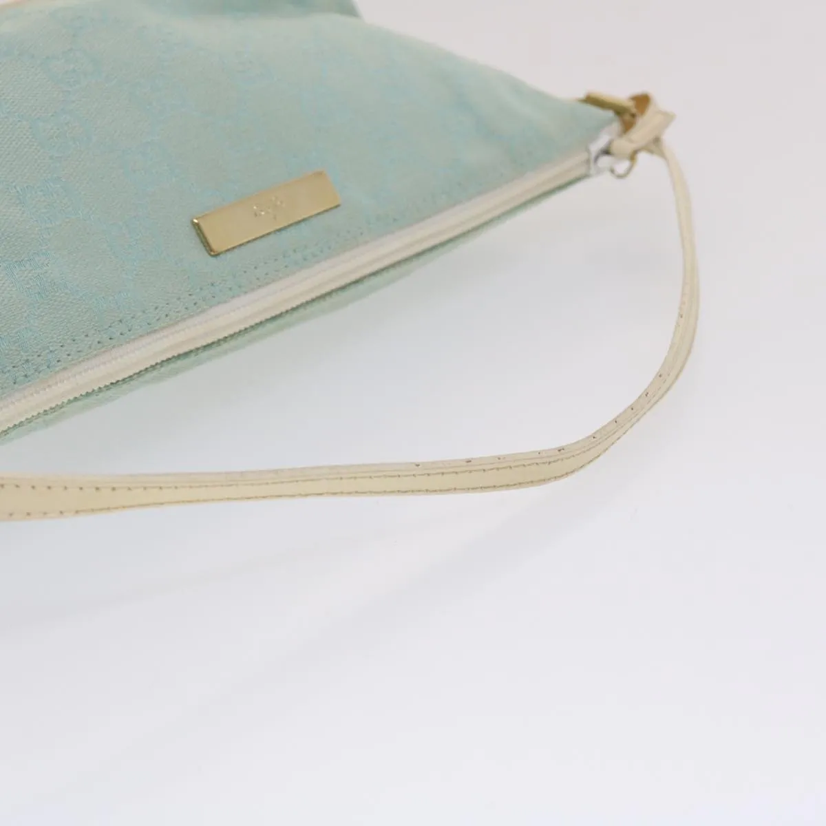 GUCCI GG Canvas Accessory Pouch Light Blue White  49080