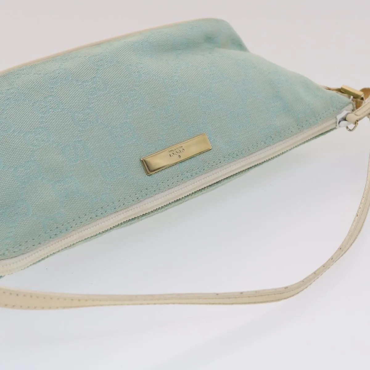 GUCCI GG Canvas Accessory Pouch Light Blue White  49080