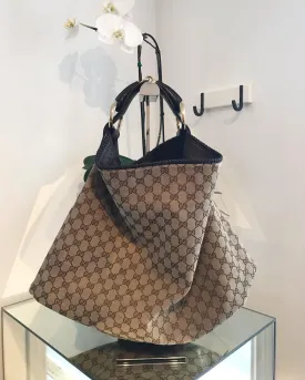 GUCCI GG Canvas Large Horsebit Hobo Bag