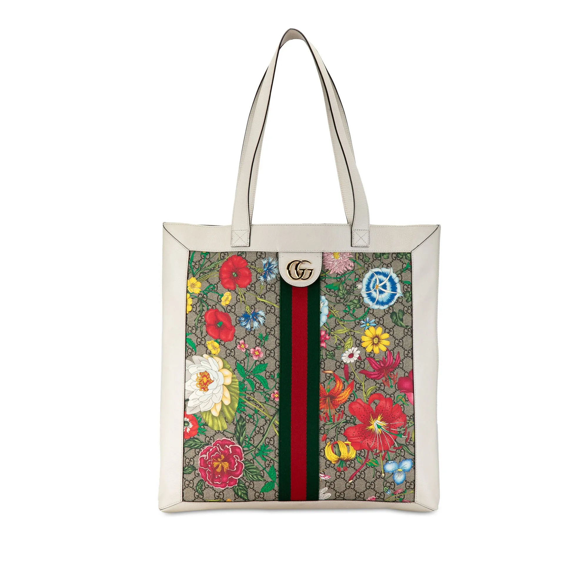 Gucci GG Supreme Flora Ophidia Tote White