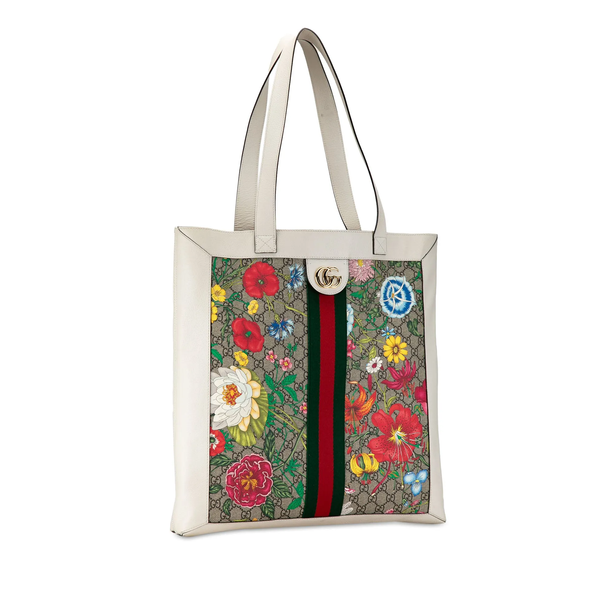 Gucci GG Supreme Flora Ophidia Tote White