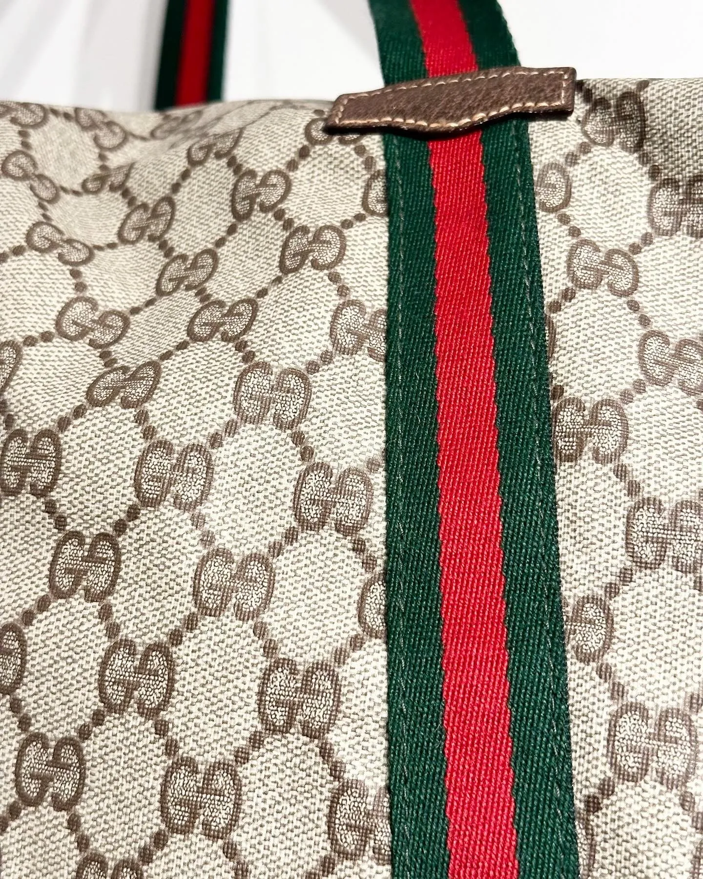 GUCCI Monogram Coated Canvas Web Weekend Duffle Bag