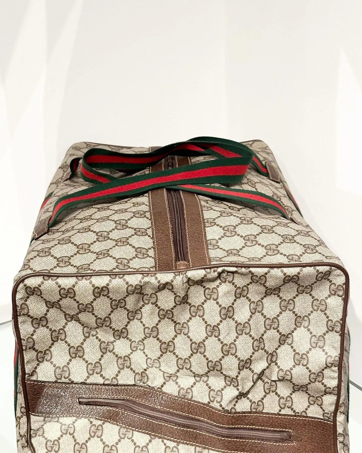 GUCCI Monogram Coated Canvas Web Weekend Duffle Bag