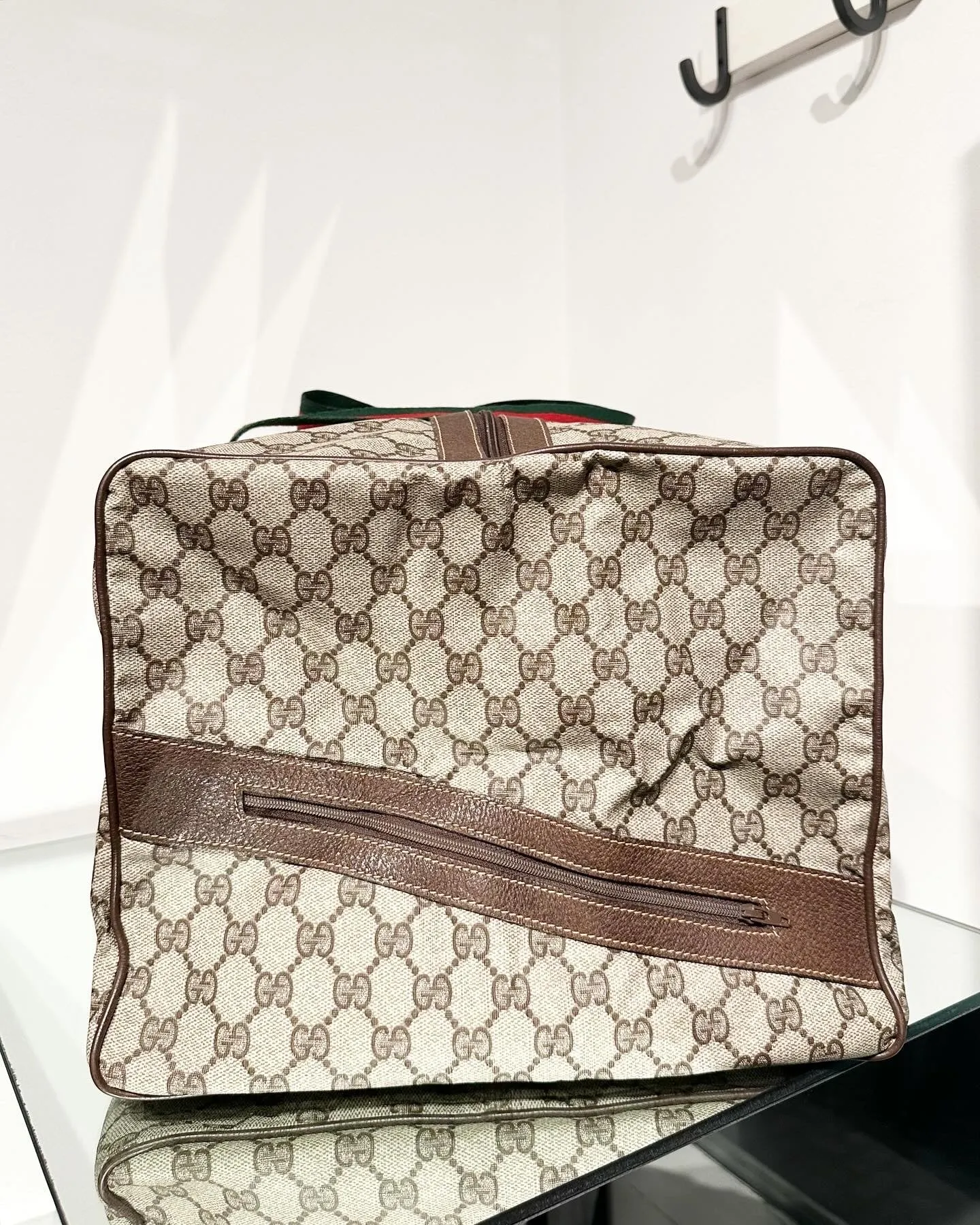 GUCCI Monogram Coated Canvas Web Weekend Duffle Bag