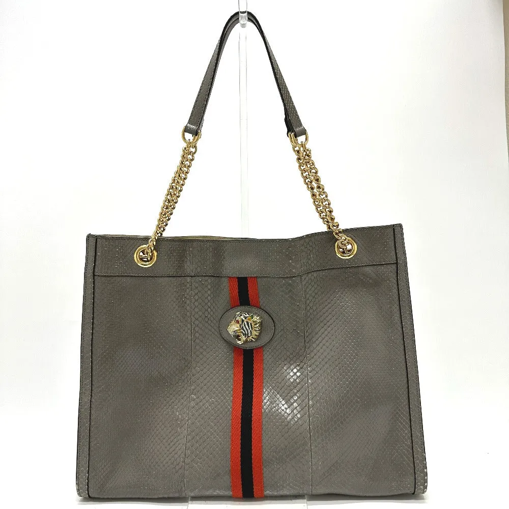 GUCCI Tote Bag 537219 leather gray Sherry line raja tiger head Women Secondhand