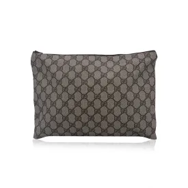 Gucci Vintage Beige Monogram Canvas Unisex Pouch Zip Clutch Bag