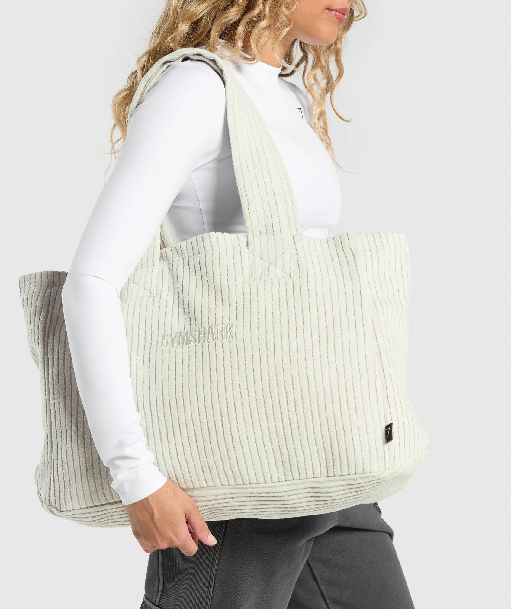 Gymshark Oversized Cord Tote Bag - Pebble Grey