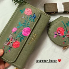 Hamster London Millionaire Oxford Crossbody Wallet Sling Green