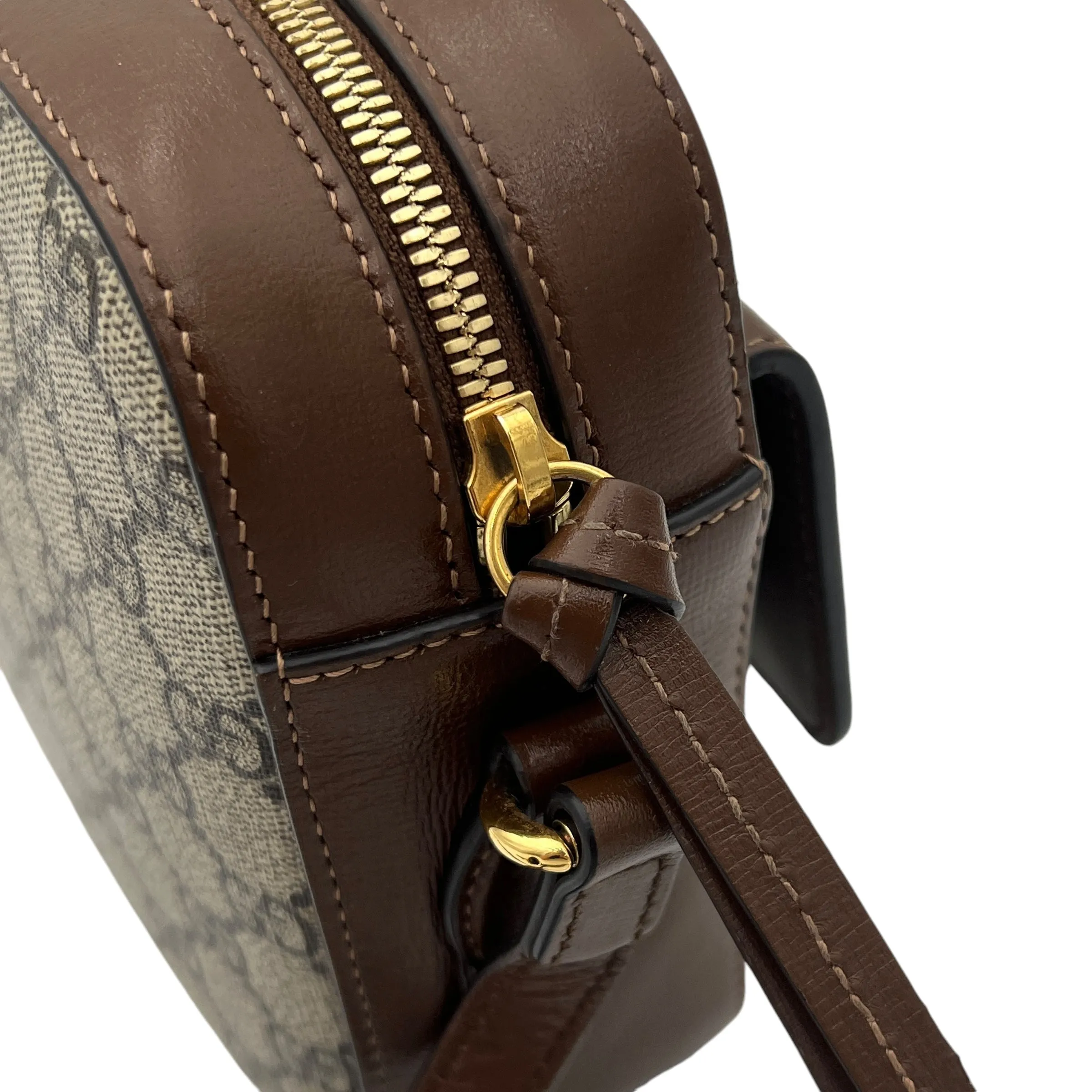 Horsebit 1955 Crossbody Bag Brown in Coated Canvas, Gold hardware