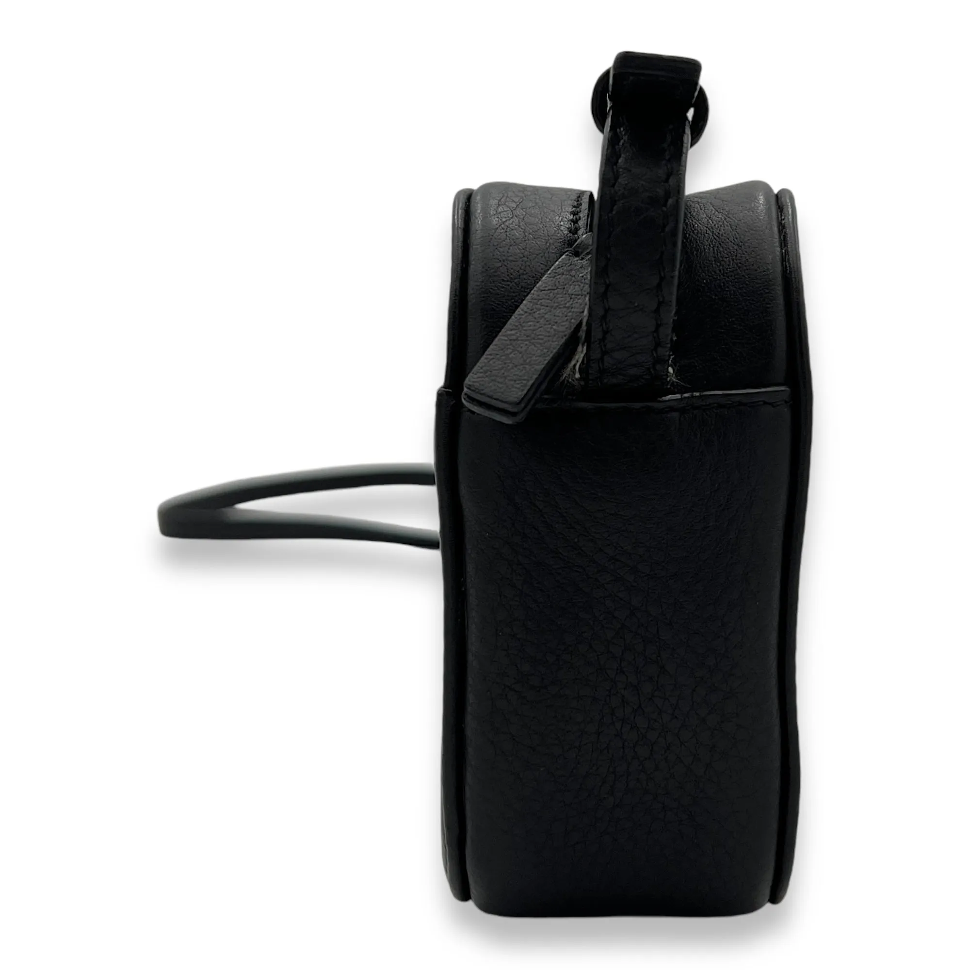 I Love Techno XS Everyday Camera Black Crossbody Bag in Calfskin, Silver hardware