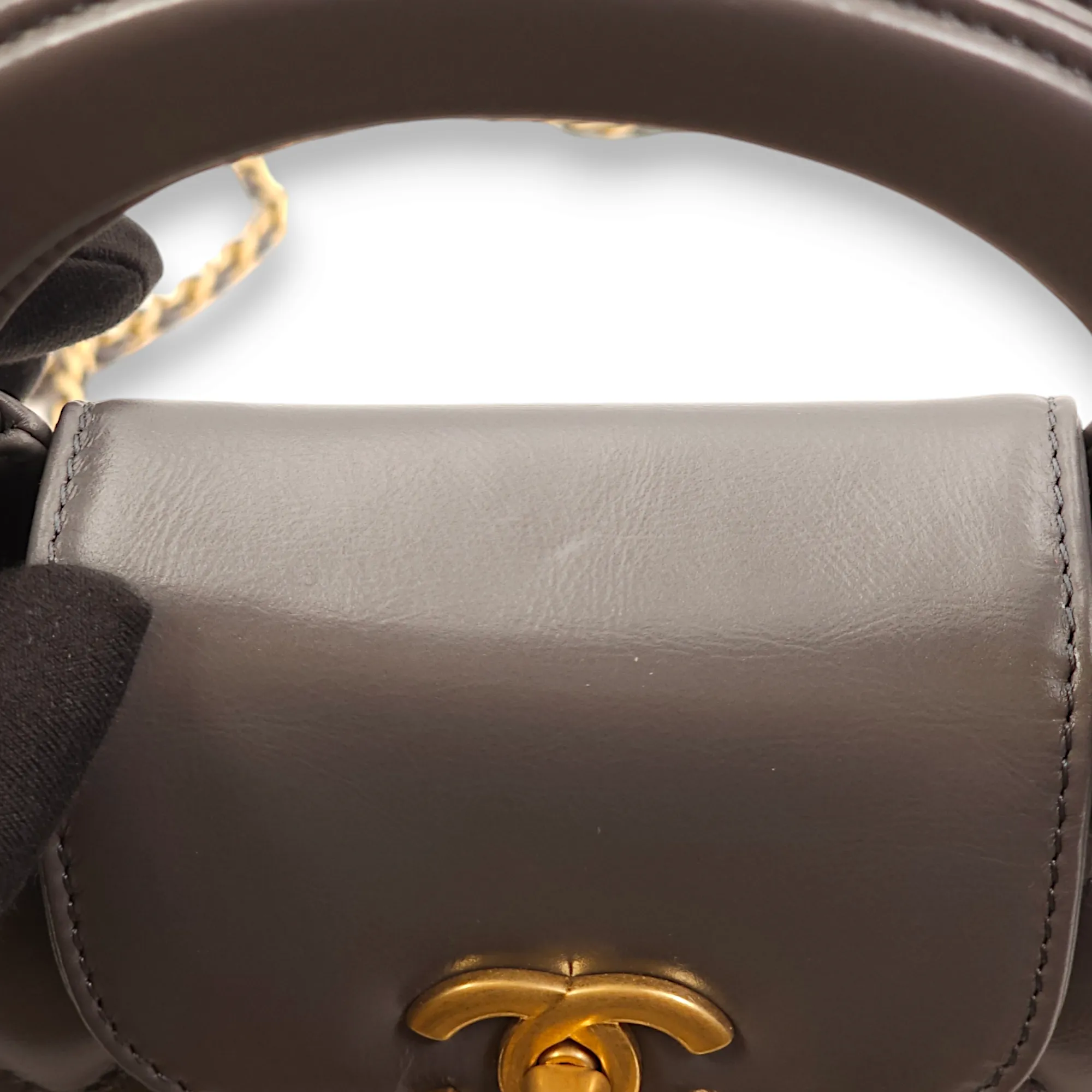 Kelly Mini Grey Crossbody Bag in Lambskin, Gold hardware