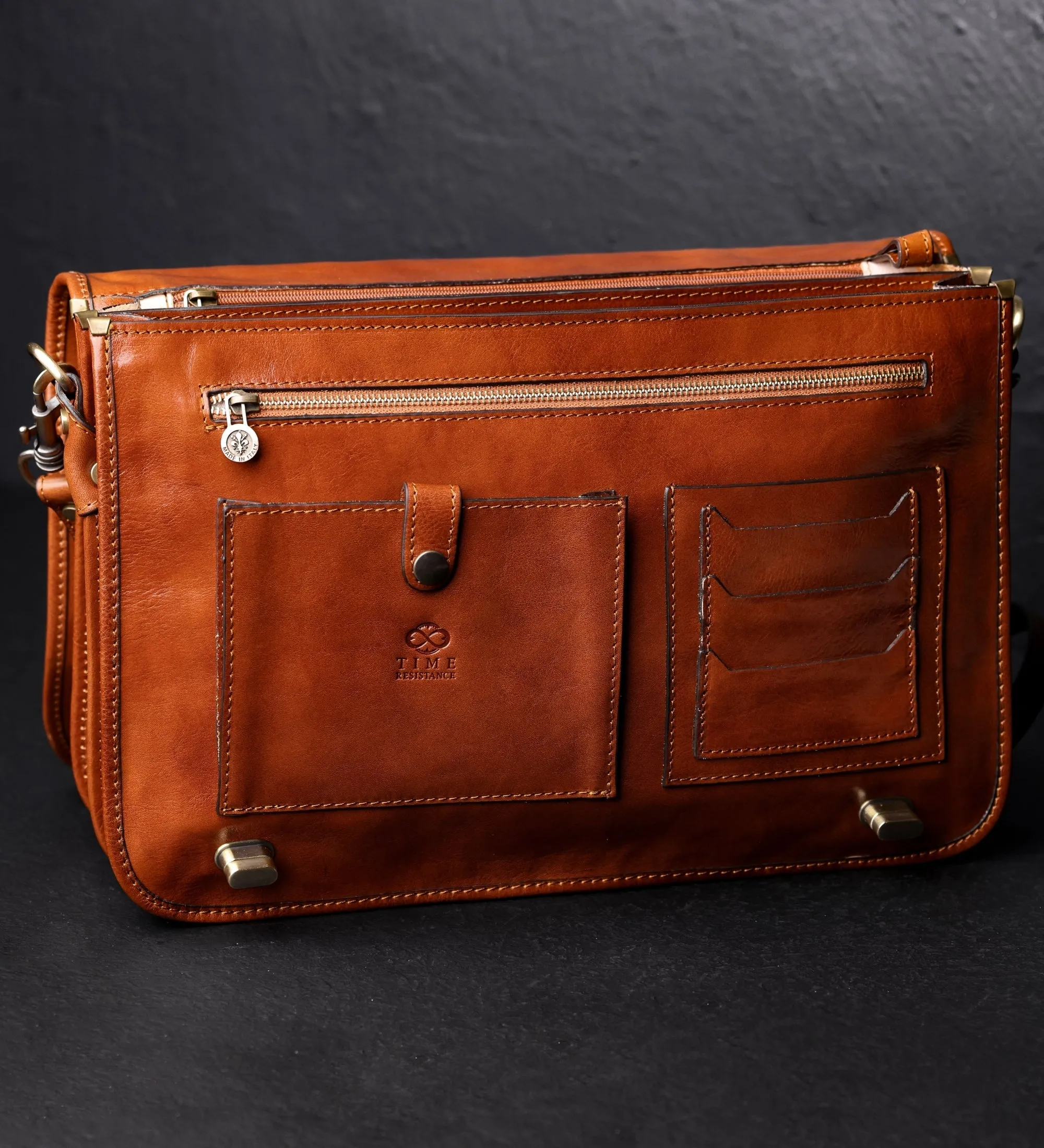 Leather Briefcase Laptop Bag - Illusions