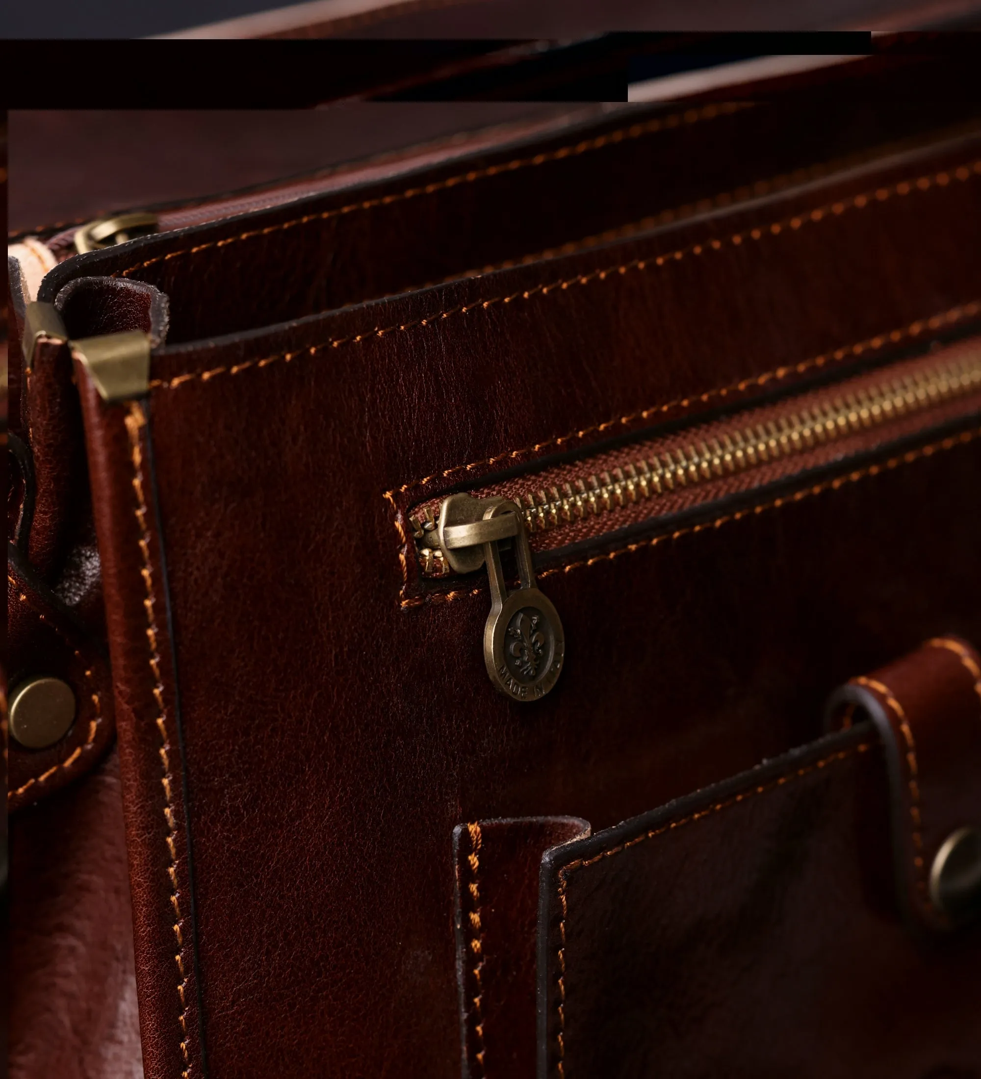 Leather Briefcase Laptop Bag - Illusions