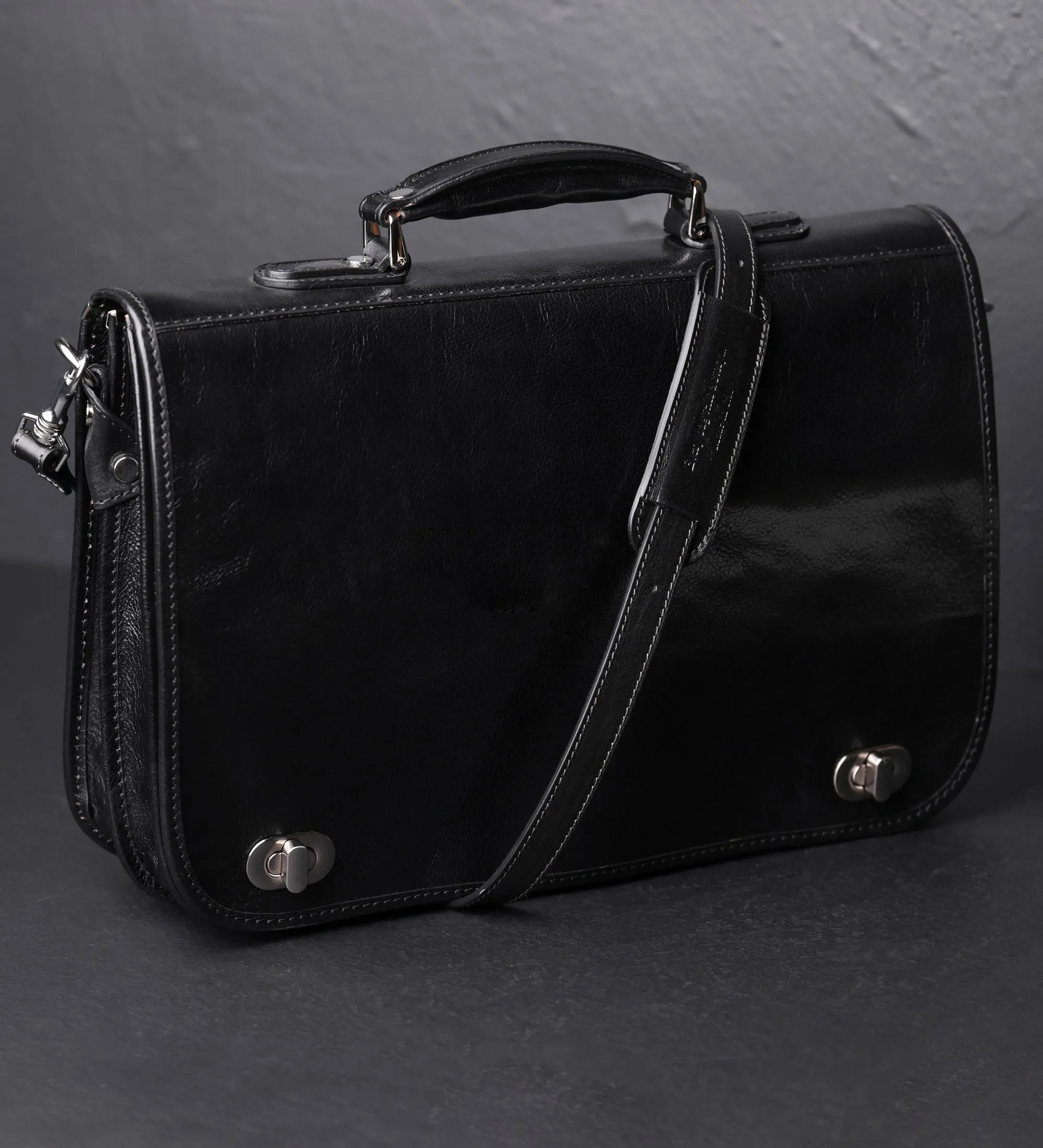 Leather Briefcase Laptop Bag - Illusions