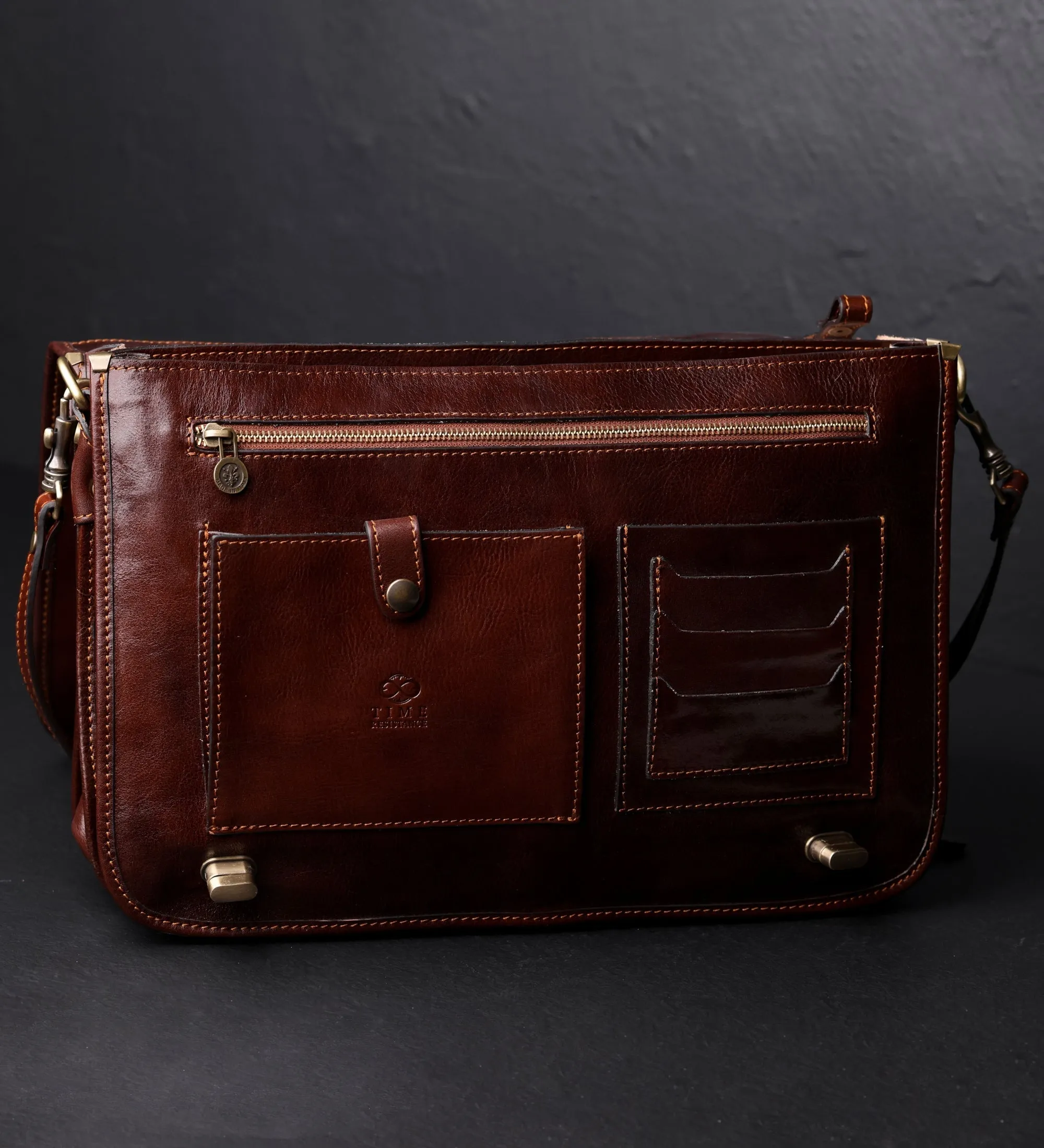 Leather Briefcase Laptop Bag - Illusions