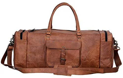 Leather Duffel Bag 28 inch Large Travel Bag Gym Sports Overnight Weekender Bag by Cuero Bags