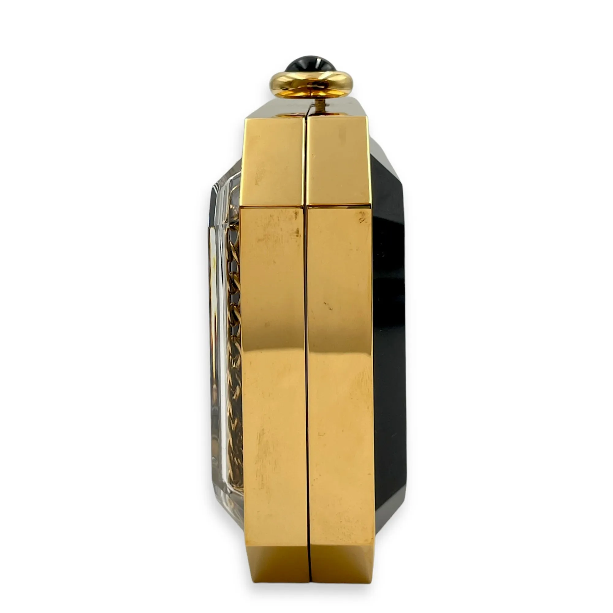 Minaudiere Vanity Case Gold Crossbody Bag in Plexiglass, Gold hardware