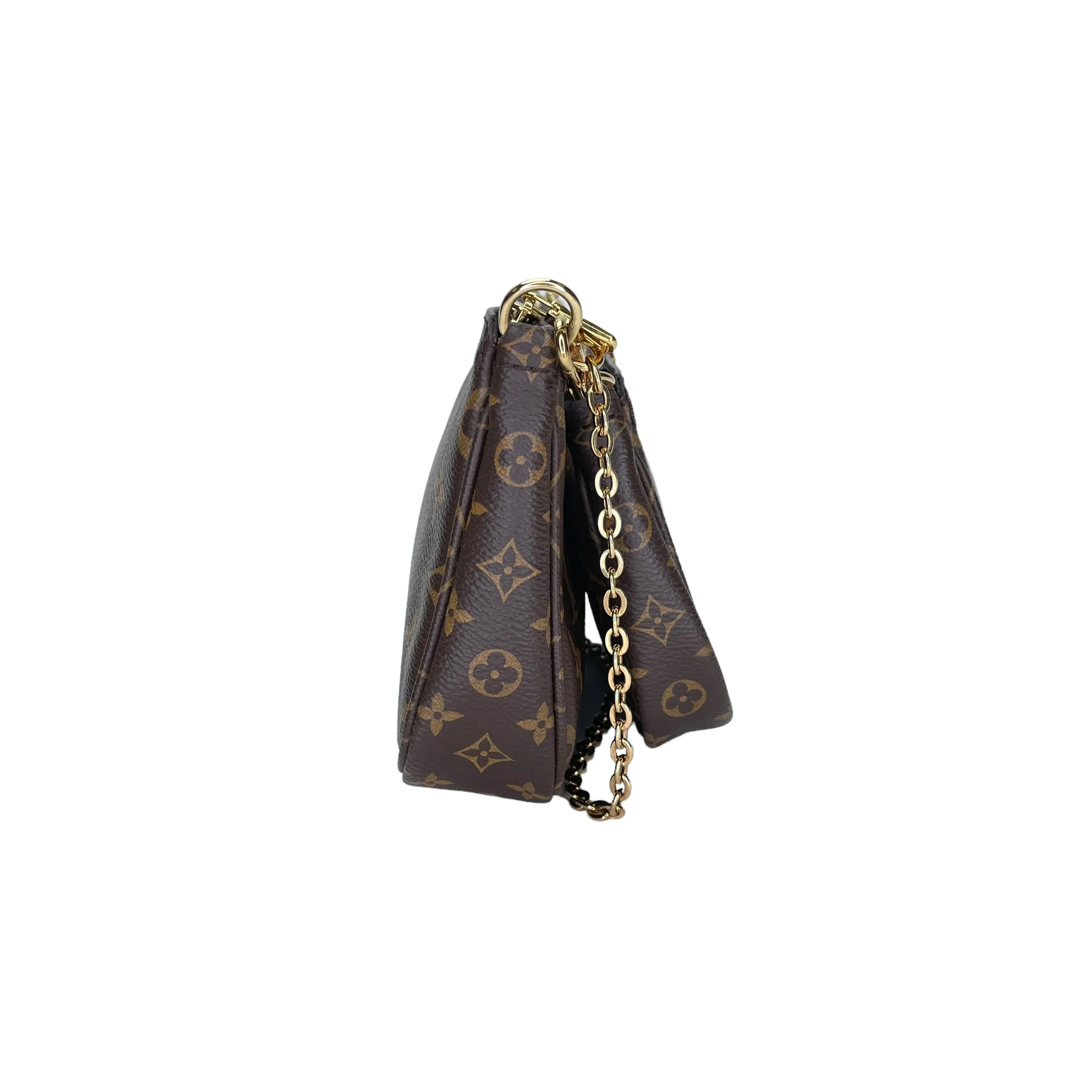 Multi-Pochette Accessoires Brown Crossbody Bag in Monogram Coated Canvas, Gold hardware