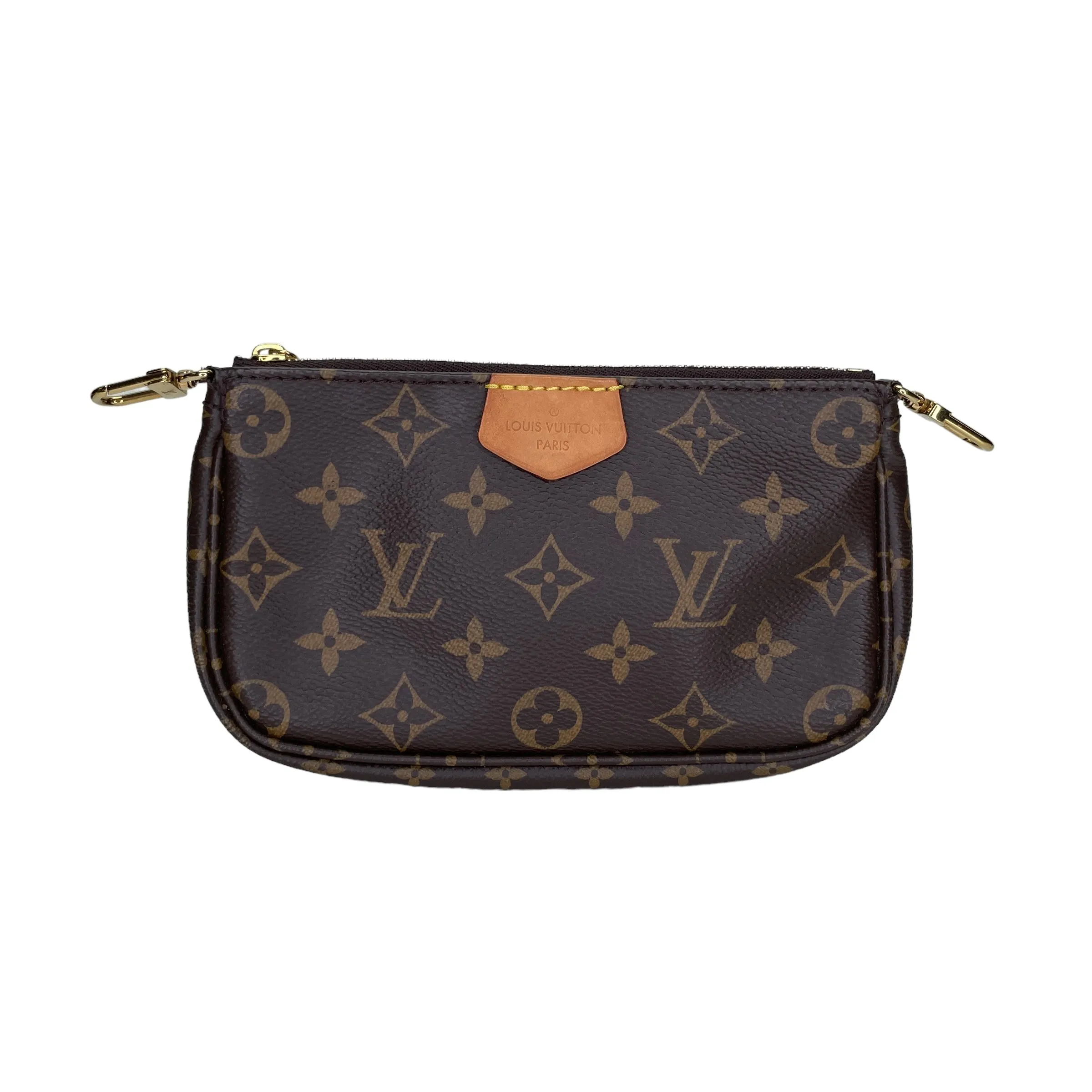 Multi-Pochette Accessoires Brown Crossbody Bag in Monogram Coated Canvas, Gold hardware