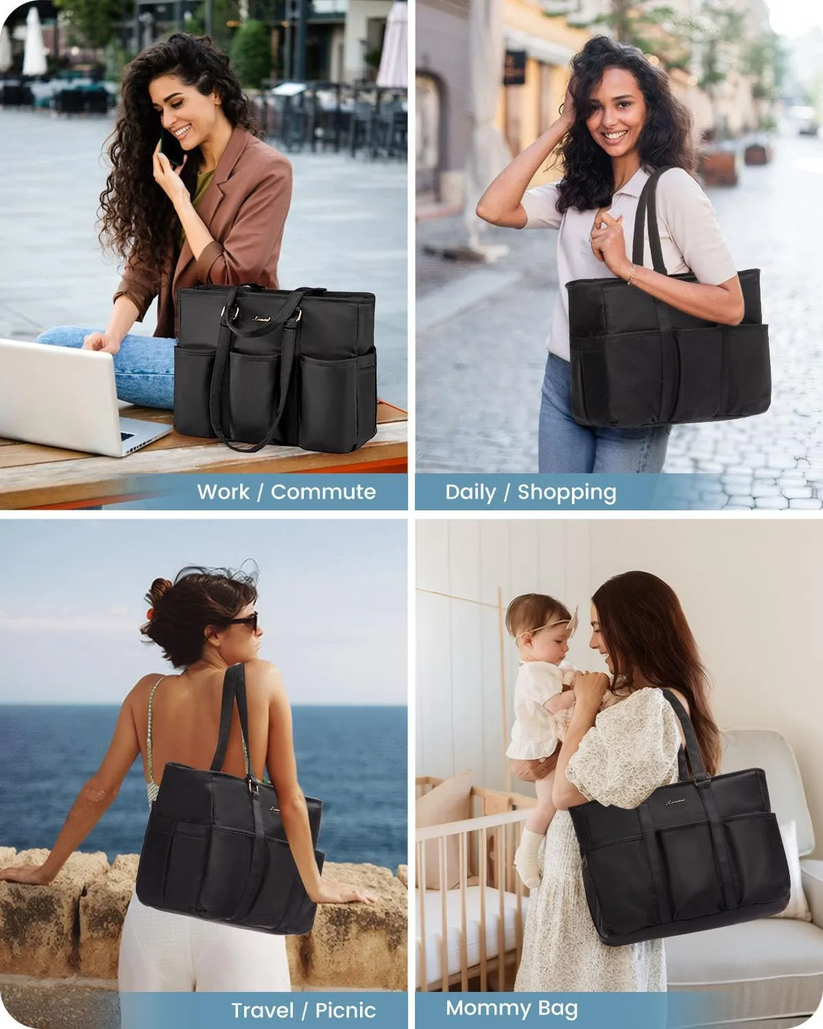 Multi-Pocket Laptop Tote Bag, 15.6“ 17.3”