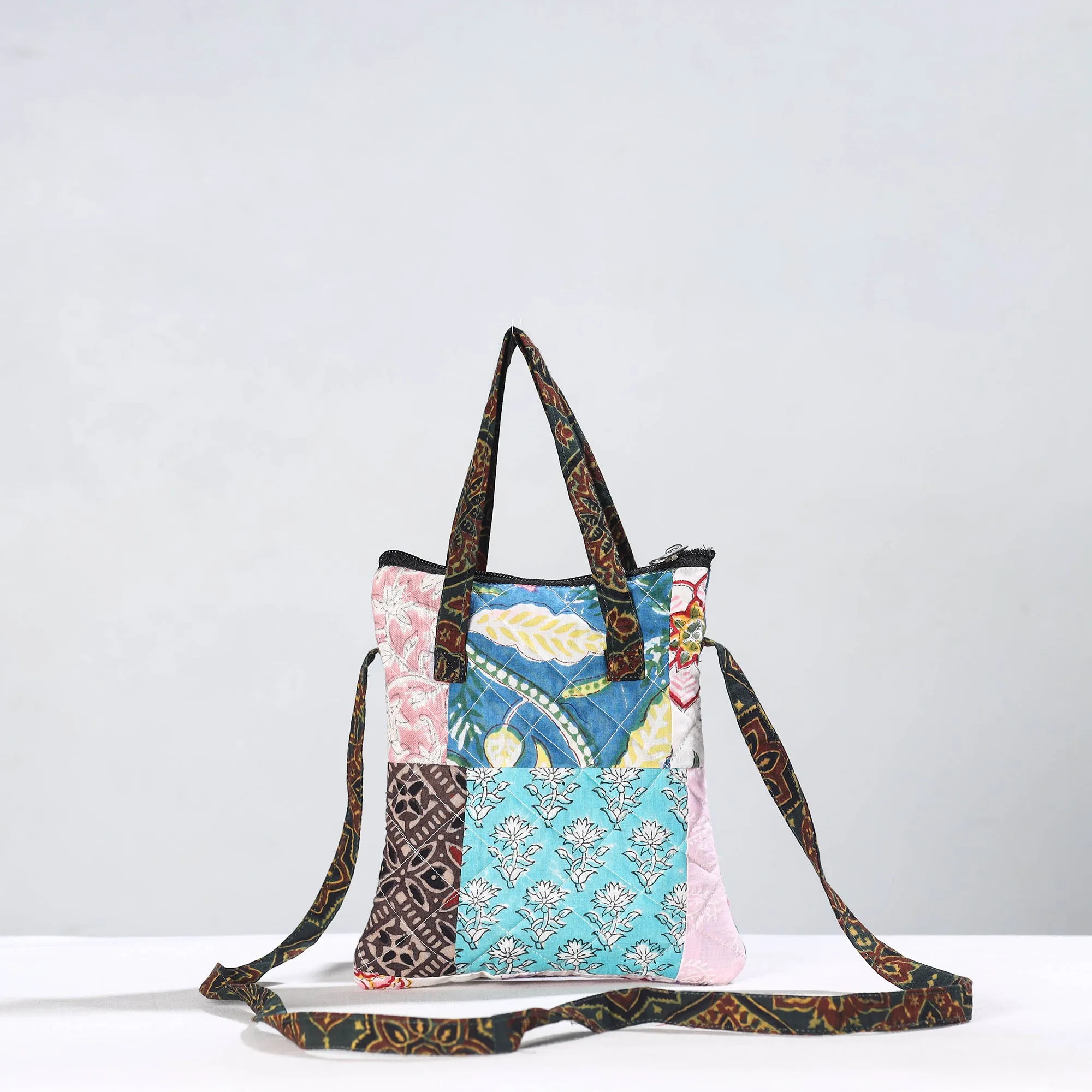 Multicolor - Handmade Quilted Cotton Patchwork Sling Bag 33