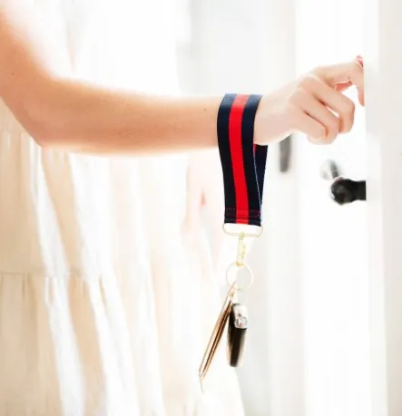 Navy & Red Wristlet Strap