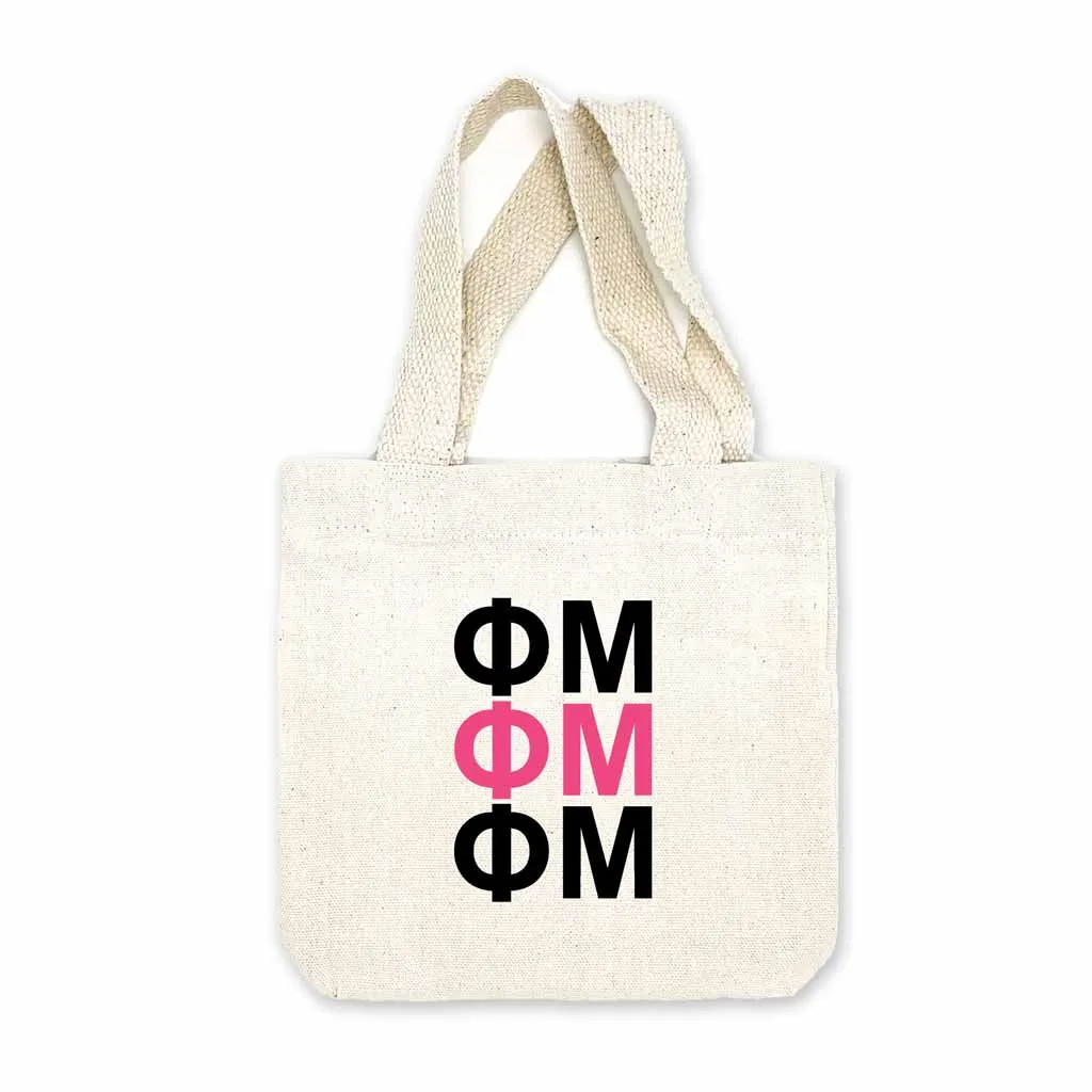 Phi Mu Sorority Greek Letters Mini Tote Gift Bag