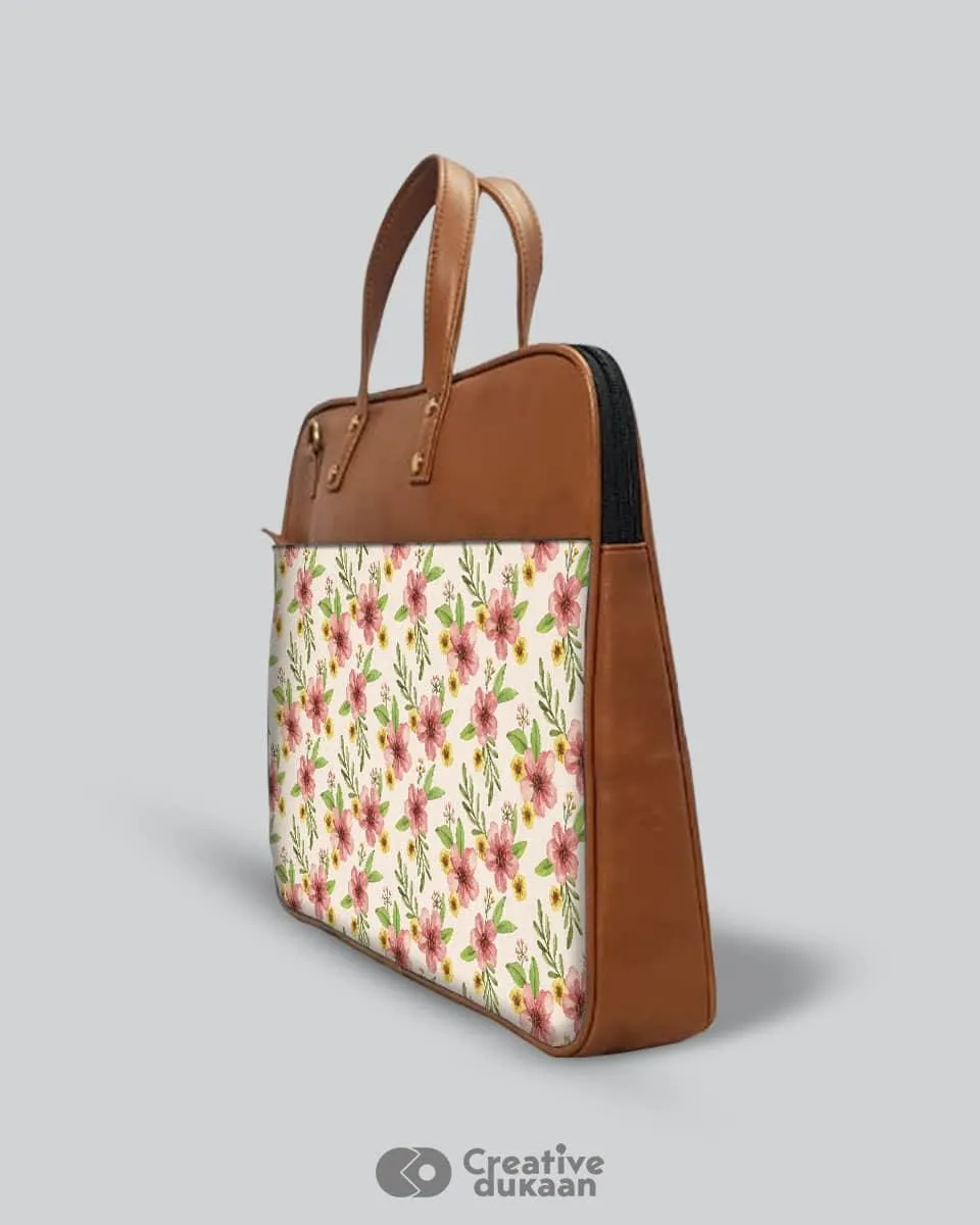 Pink Floret - The Vegan Leather Laptop Bag