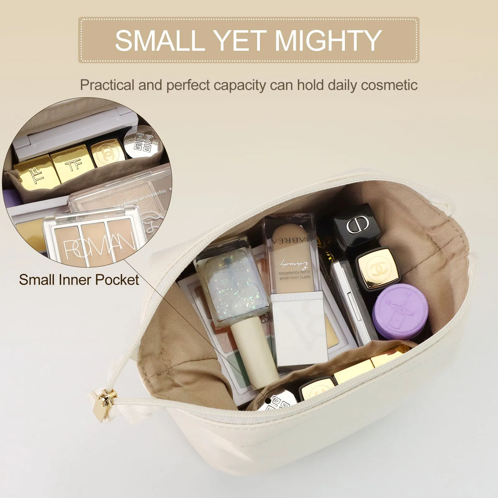 Pocmimut Mini Leather Makeup Bag